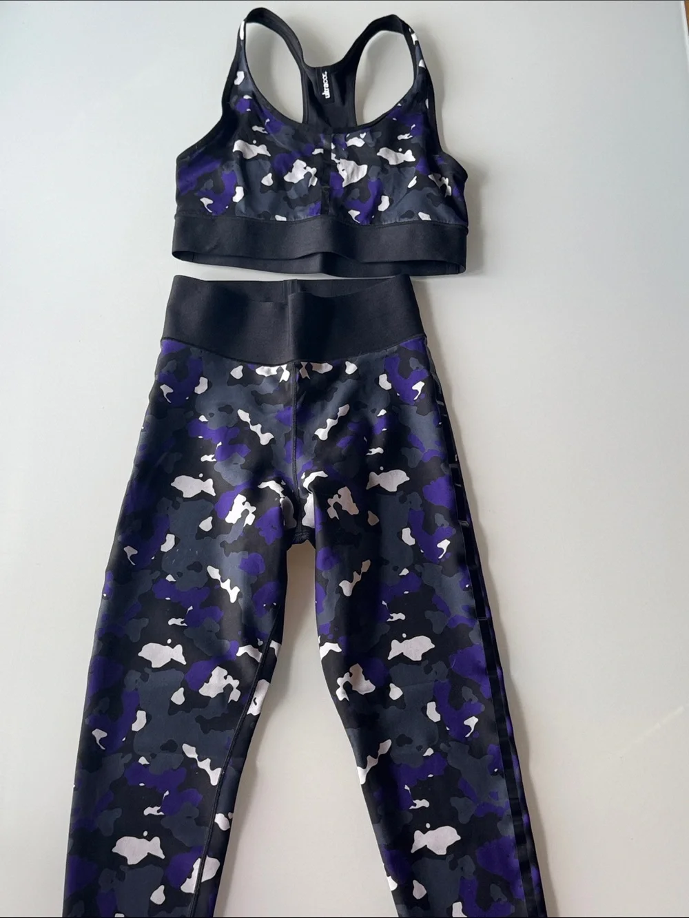 ultracor Black & Purple Camo Racerback Sports Bra and Leggings Set